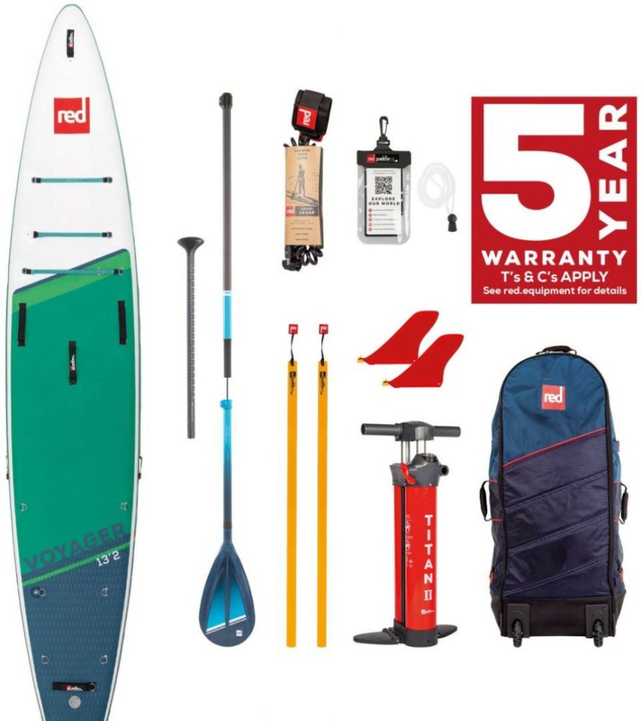 Canoe & Water * | 12'9 Voyager Msl Inflatable Sup + Hybrid Tough Paddle White-Green-Dark Blue Red Paddle Co