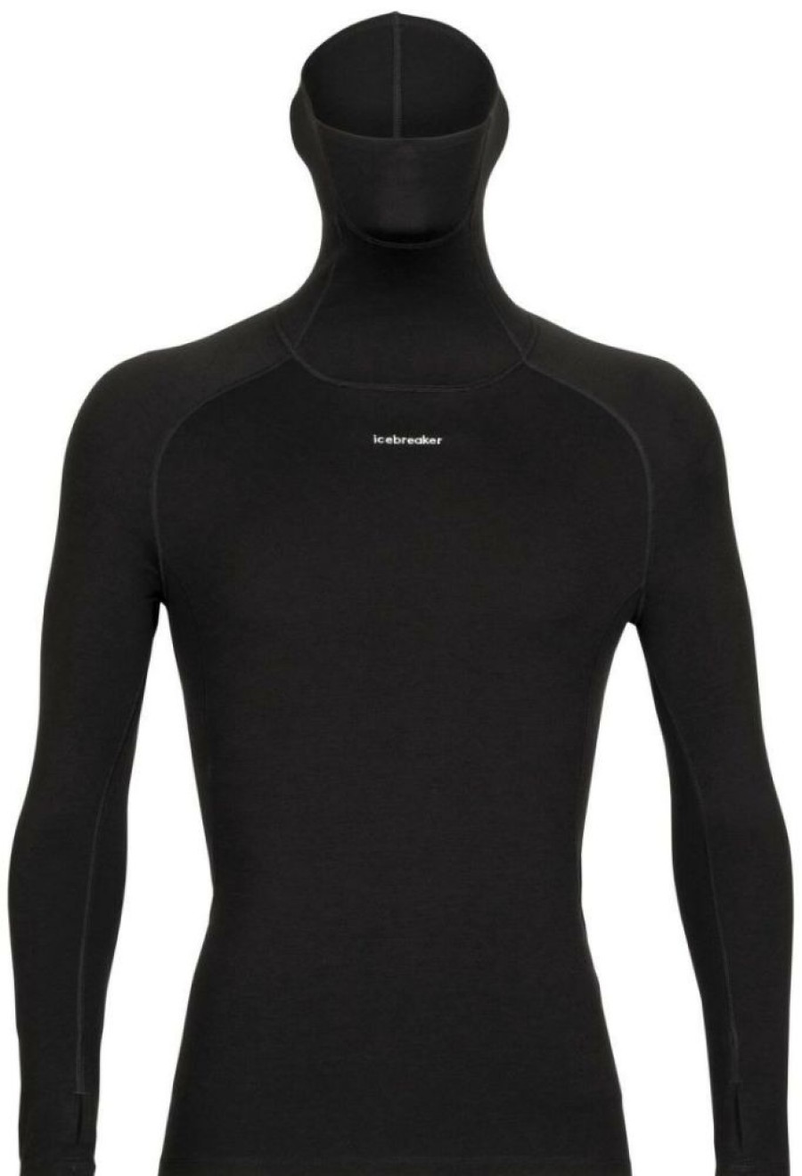 Clothing * | Merino Long Sleeve Roll Neck Men Icebreaker Black