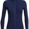 Clothing * | Descender Long Sleeve Zip Hood Women'S Icebreaker Royal Navy