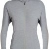 Clothing * | Momentum Long Sleeve Zip Hood Women Icebreaker Fossil-Snow Heather