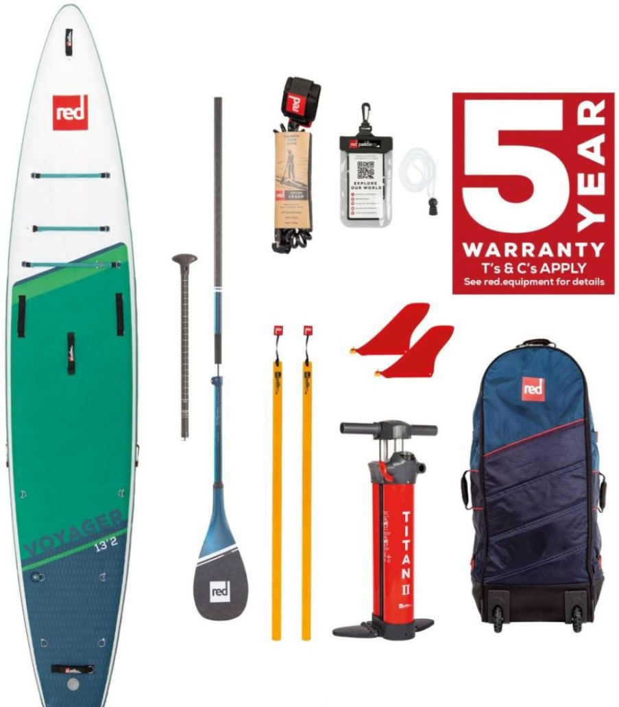 Canoe & Water * | 12'9 Voyager Msl Inflatable Sup + Prime Paddle White-Green-Dark Blue Red Paddle Co